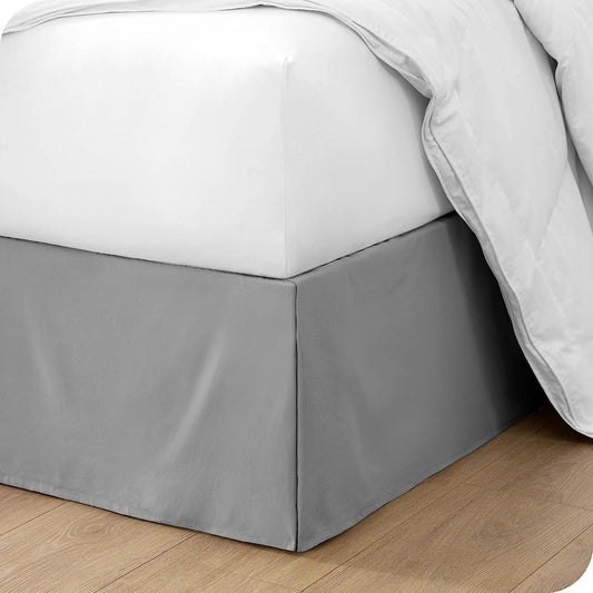 12 Inch Drop Bed Skirt Split Corner Grey Egyptian Cotton 1200TC