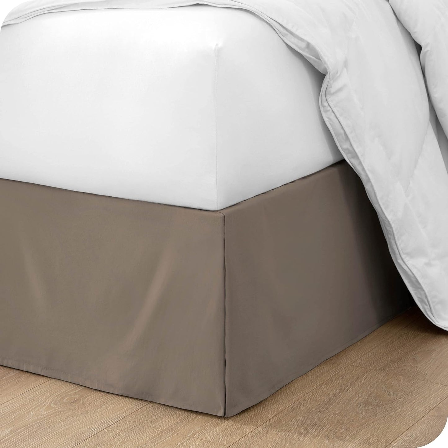 8 Inch Drop Bed Skirt Split Corner Taupe Egyptian Cotton 1000TC