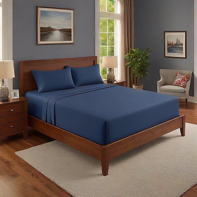 Navy Fitted Sheets 100 Pure Egyptian Cotton Bed Sheets at EvaLinens.com