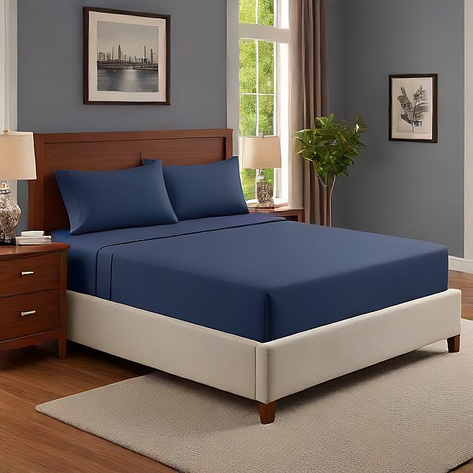 Navy Fitted Sheets 100% Pure Egyptian Cotton Bed Sheets at EvaLinens.com