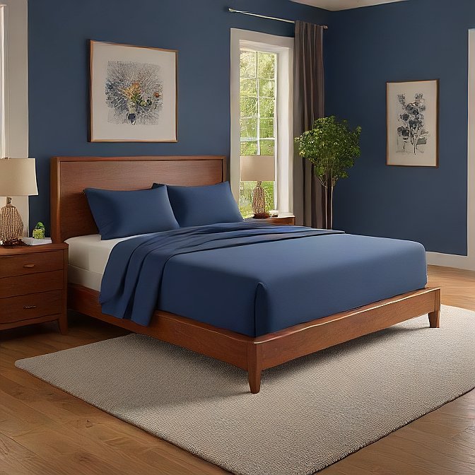 Navy Fitted Sheets Egyptian Cotton Bed Sheets at EvaLinens.com