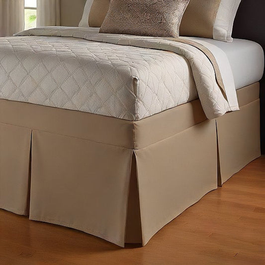 Beige Bed Skirt Split Corner 1200 Thread Count Cotton at EvaLinens.com