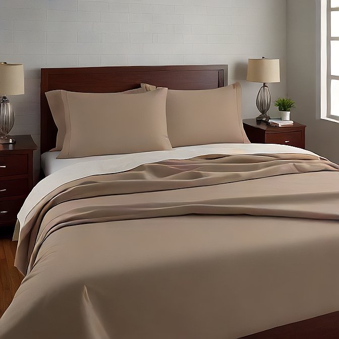 Beige Sheet Set 4-Pieces 100% Pure Egyptian Cotton 1800 Count at- Evalinens.com