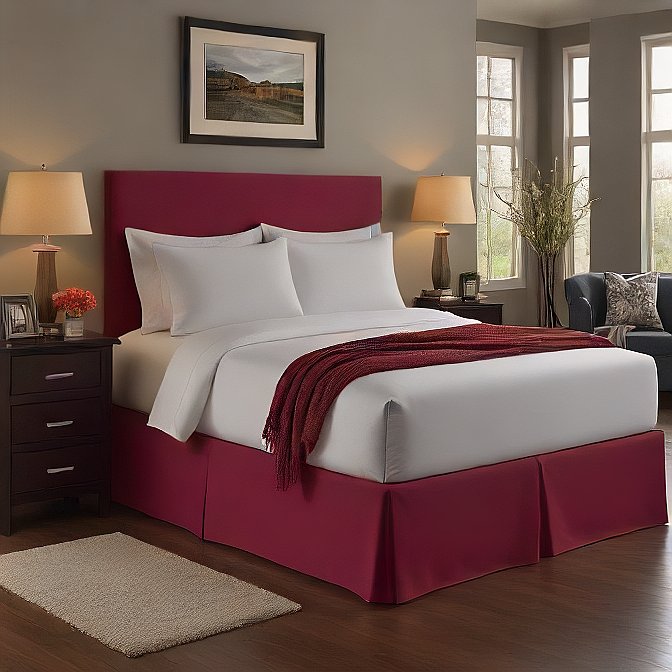 timeless burgundy bed skirt with tailored pleats