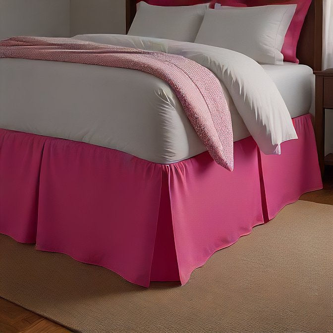 Hot-pink Bed Skirt Split Corner bright pink Egyptian Cotton 1000 thread count at EvaLinens.com