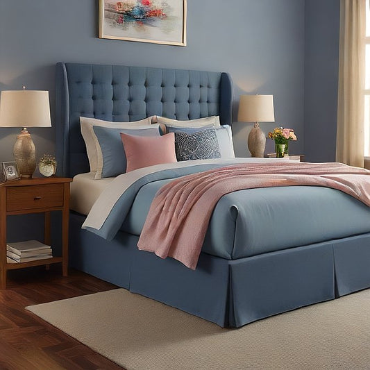 10 Inch Drop Bed Skirt Split Corner Med Blue Egyptian Cotton 1000TC