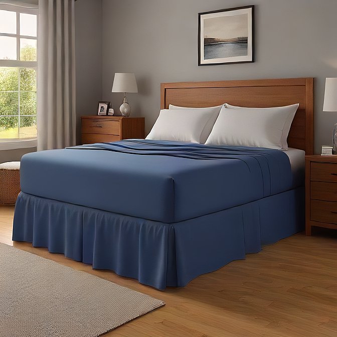 navy bed skirt for modern bedroom transformation