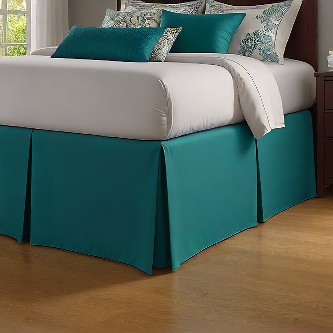 Teal Color Bed Skirt Split Corner 1000TC Cotton at EvaLinens.com