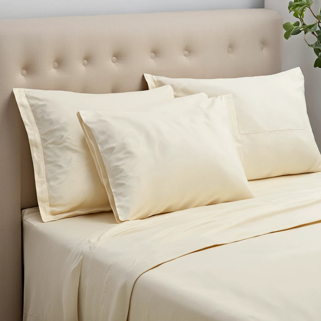 Buy Ivory Sheet Set Egyptian Cotton 1200 Thread Count FREE Shipping at Evalinens.com