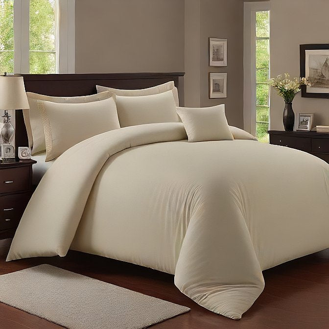 Ivory 3 Piece Duvet Cover Set – Ultra Soft 1000 Thread Count Egyptian Cotton Bed Linen