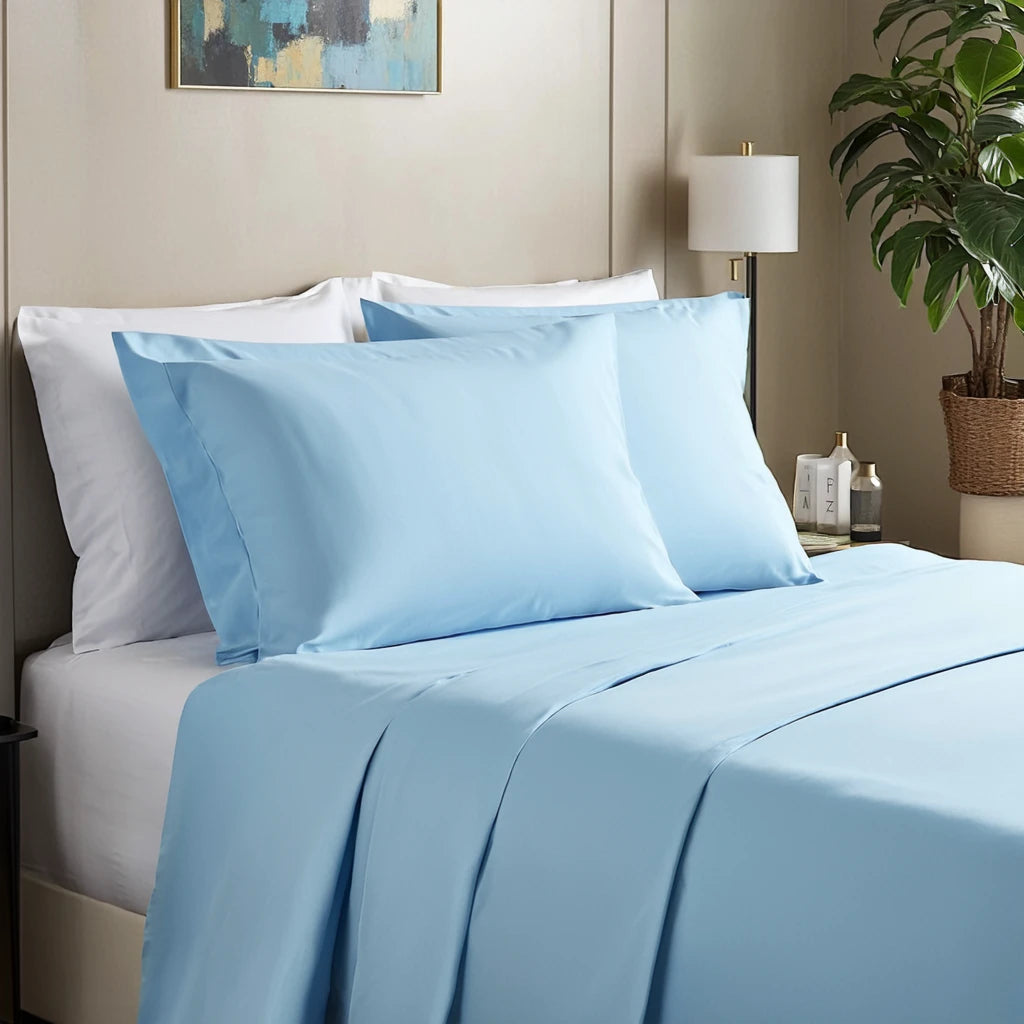 Duvet Cover Set 3PC 1000TC Egyptian Cotton Light Blue