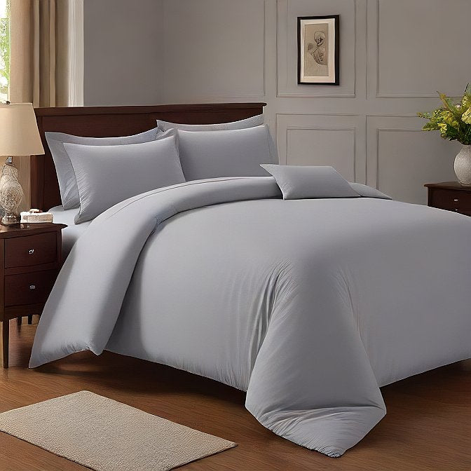 Premium Silver 3 Piece Duvet Cover Set – Ultra Soft 1000 Thread Count Cotton Linen
