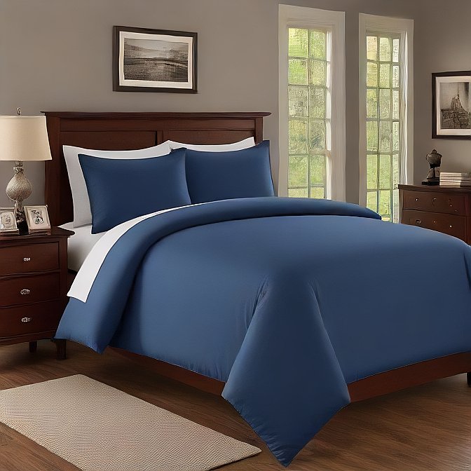 Navy Blue 3 Piece Duvet Cover Set – 100% Egyptian Cotton Luxury Bedding