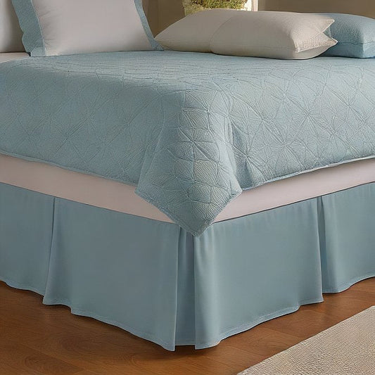 Light Blue Bed Skirt Split Corner Blue Egyptian Cotton 1200 thread count at EvaLinens.com