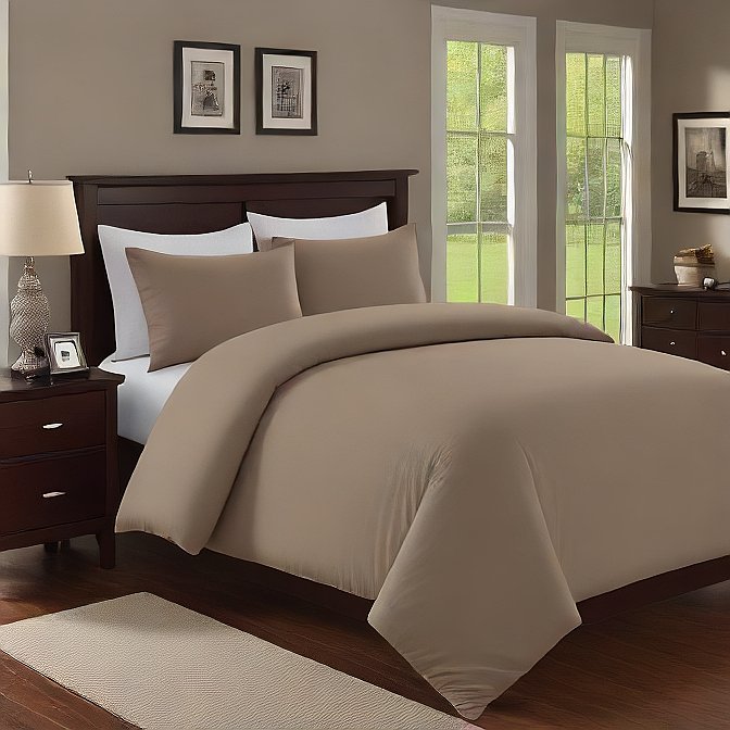 Taupe 3 Piece Duvet Cover Set – 100% Egyptian Cotton Luxury Bedding for King & Queen Beds
