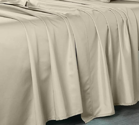 Buy Solid Beige Flat Sheet Queen Size Egyptian Cotton 1000TC - All Sizes FREE Shipping at- Evalinens.com