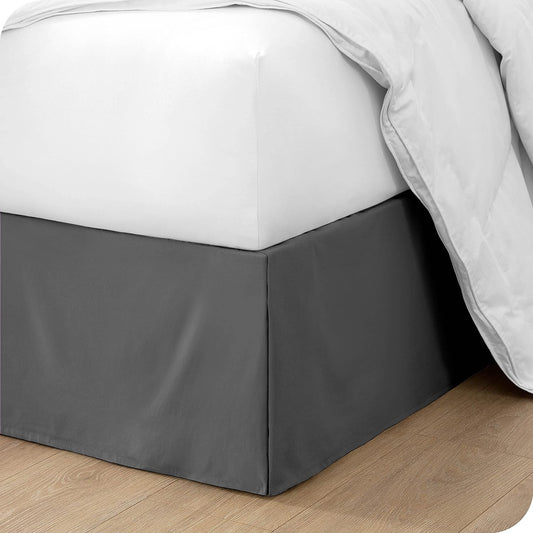 15 Inch Drop Bed Skirt Split Corner Dark Grey Egyptian Cotton 1000TC