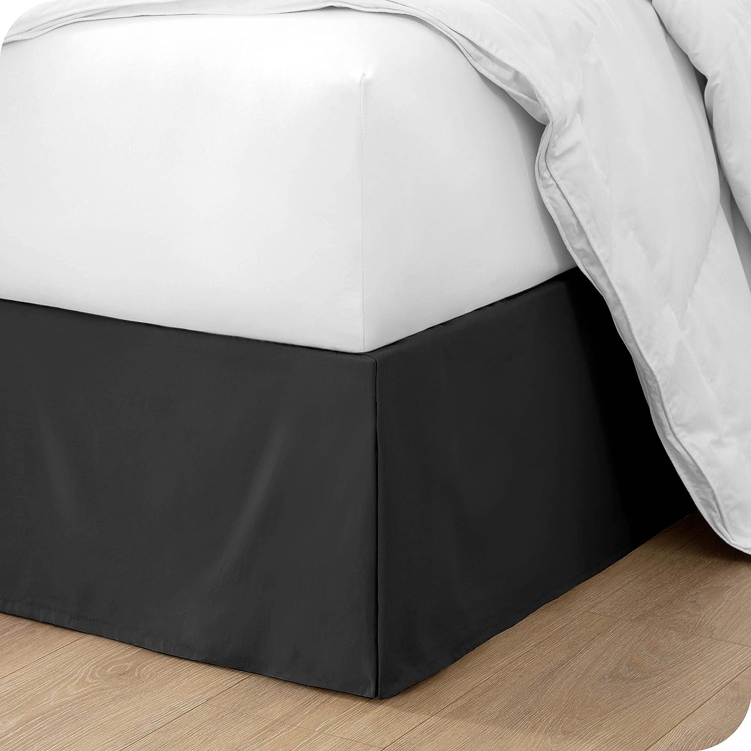 8 Inch Drop Bed Skirt Split Corner Black Egyptian Cotton 1000TC