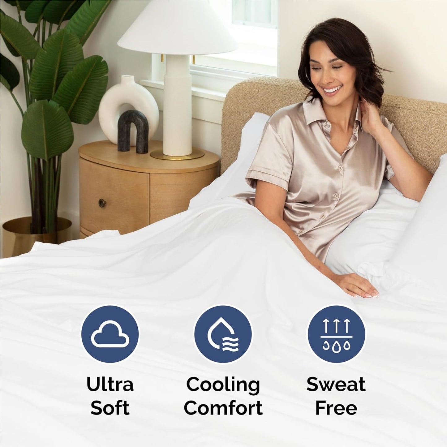 1200TC Egyptian Cotton Split King Sheet Set – White Solid 5 Piece