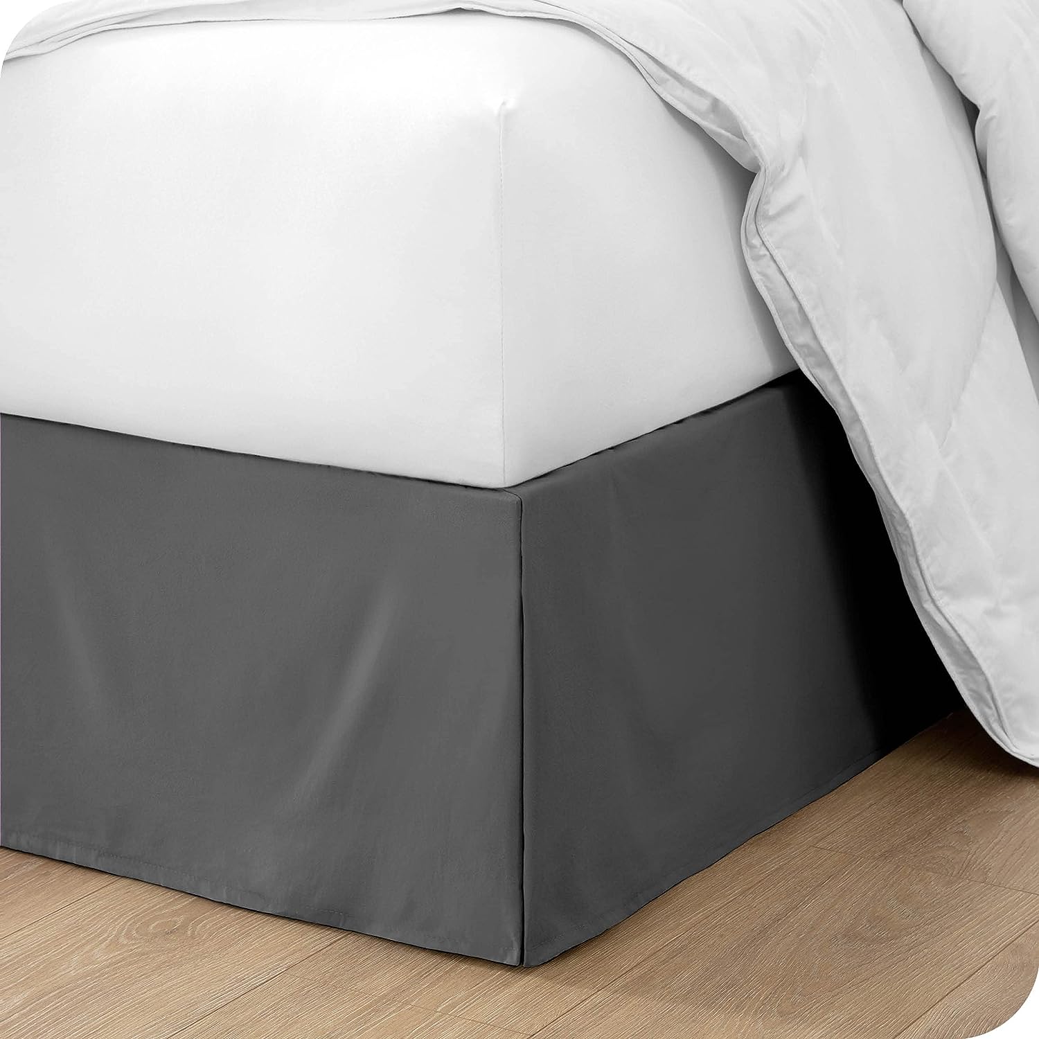 12 Inch Drop Bed Skirt Split Corner Dark Grey Egyptian Cotton 1200TC