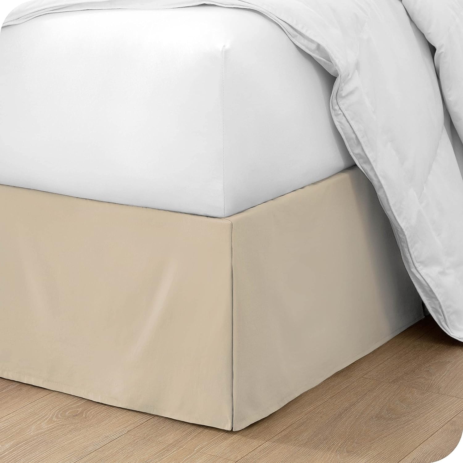 18 Inch Drop Bed Skirt Split Corner Ivory Egyptian Cotton 1000TC