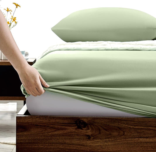 Sage Solid Egyptian Cotton 1000TC Split King Sheet Set – 5 Piece Deep Pocket Bedding