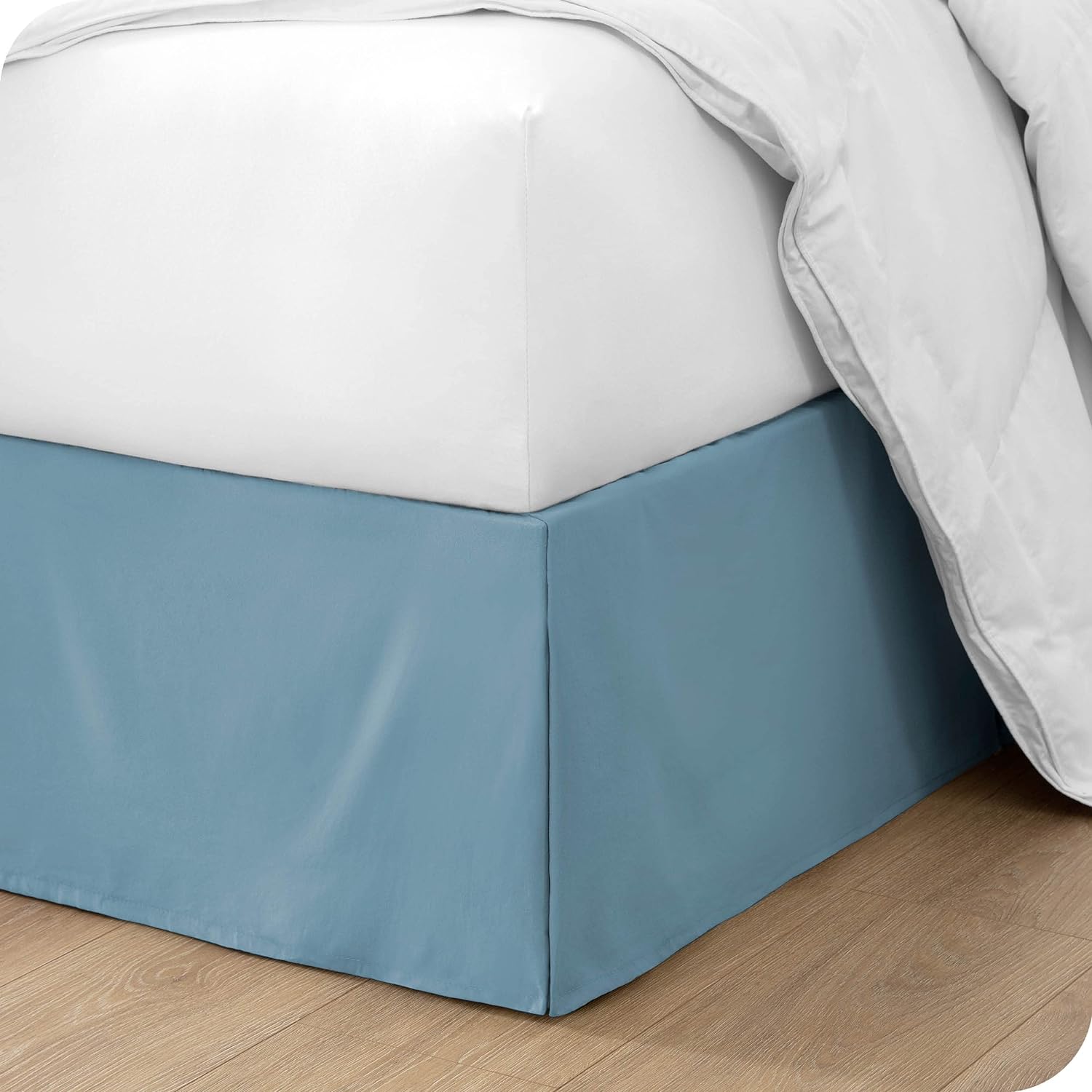 18 Inch Drop Bed Skirt Split Corner Blue Egyptian Cotton 1000TC