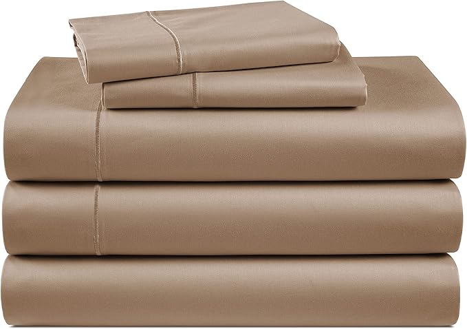 Taupe Solid Egyptian Cotton 1000TC Split King Sheet Set – 5 Piece Deep Pocket Bedding