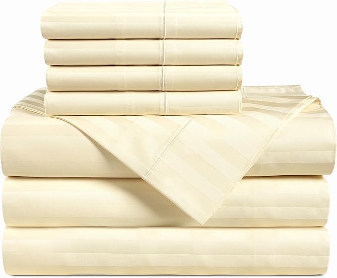 1000TC Egyptian Cotton Split King Sheets 5-Piece Set Ivory