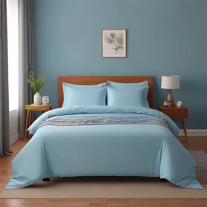 Sky Blue Solid Egyptian Cotton 1000TC Split King Sheet Set – 5 Piece