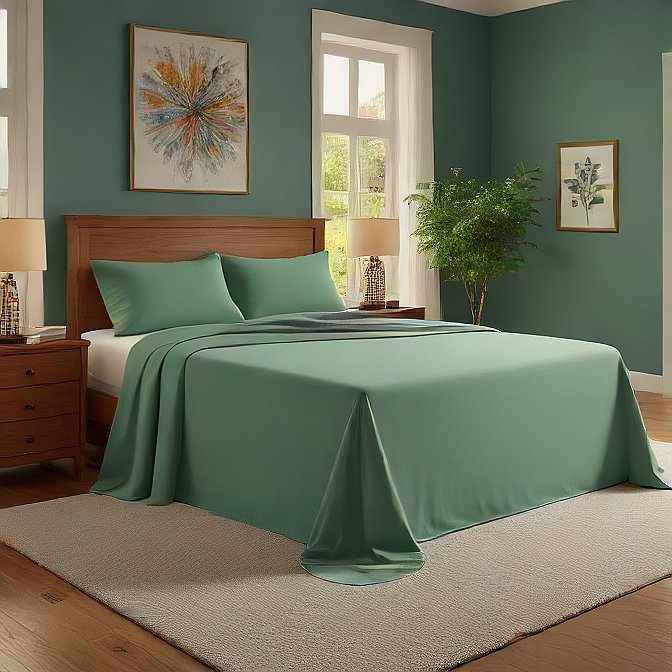 Solid Sage Egyptian Cotton Bed Sheet 100% Egyptian Cotton 1000 Thread Count at- AlivePixels.com
