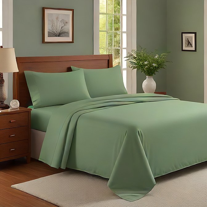 Solid Sage Fitted Sheet Egyptian Cotton 100% Egyptian Cotton 1000 Thread Count at- AlivePixels.com