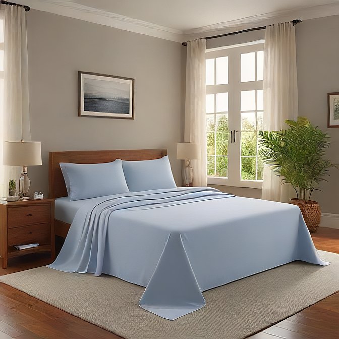 Sky Blue Solid Egyptian Cotton 1000TC Split King Sheet Set – 5 Piece