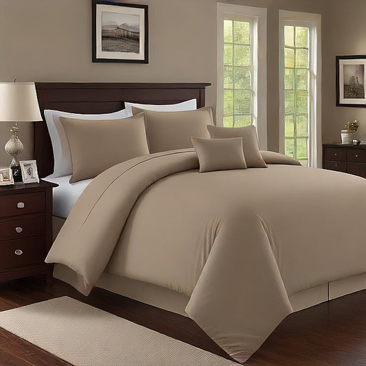 Beige 3 Piece Duvet Cover Set – 100% Egyptian Cotton Luxury Bedding for King & Queen Size Beds