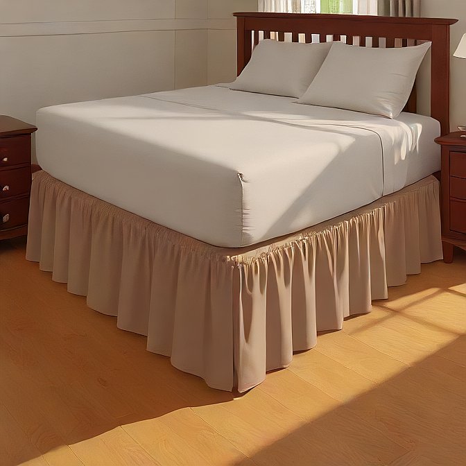 Super Soft Beige Bed Skirt Split Corner 1000TC Cotton at EvaLinens.com