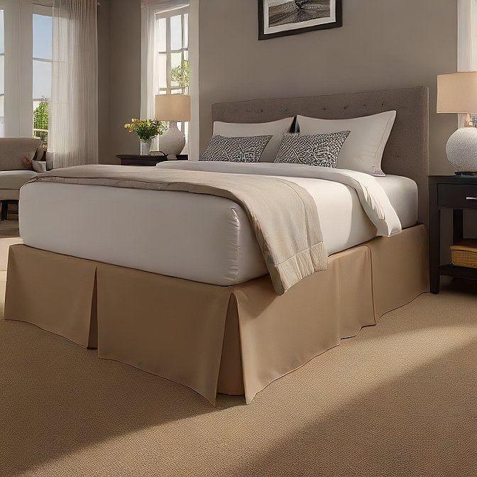 Beige Bed Skirt Split Corner 1000TC Cotton at EvaLinens.com