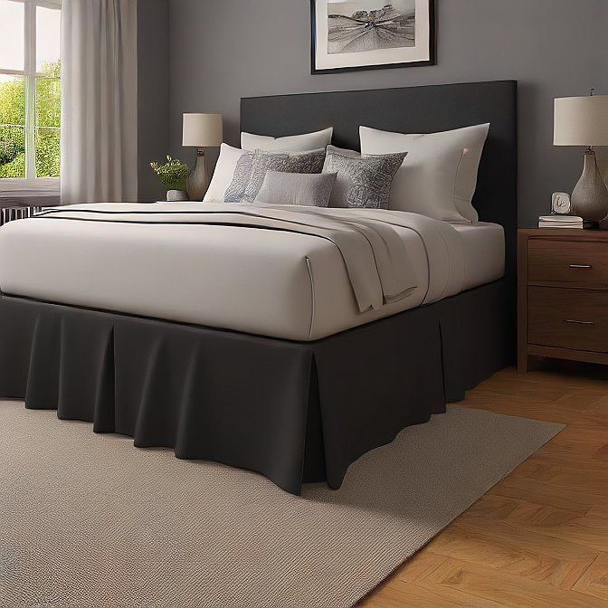 luxury black bed skirt with split corners