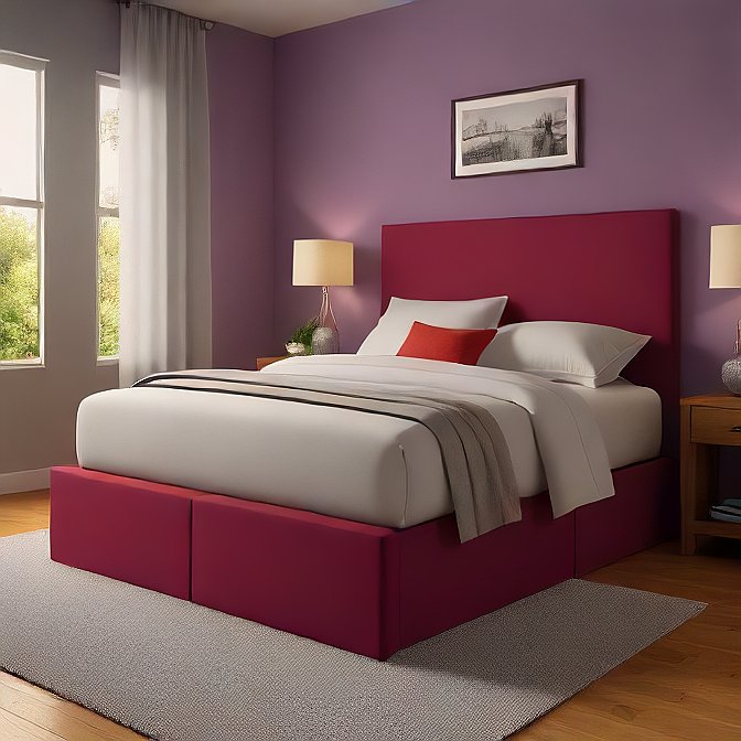 luxury burgundy bed skirt with split corners