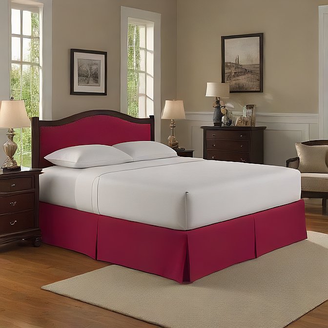 elegant burgundy bed skirt for king size bed