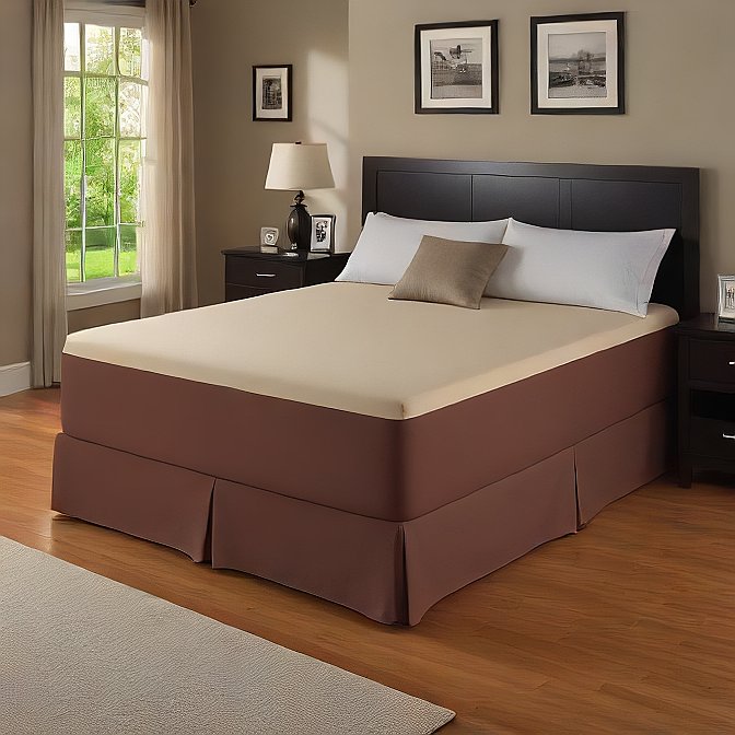 luxury chocolate bed skirt with split corners