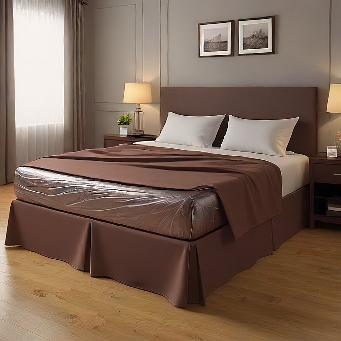 classic chocolate bed skirt with tailored pleats
