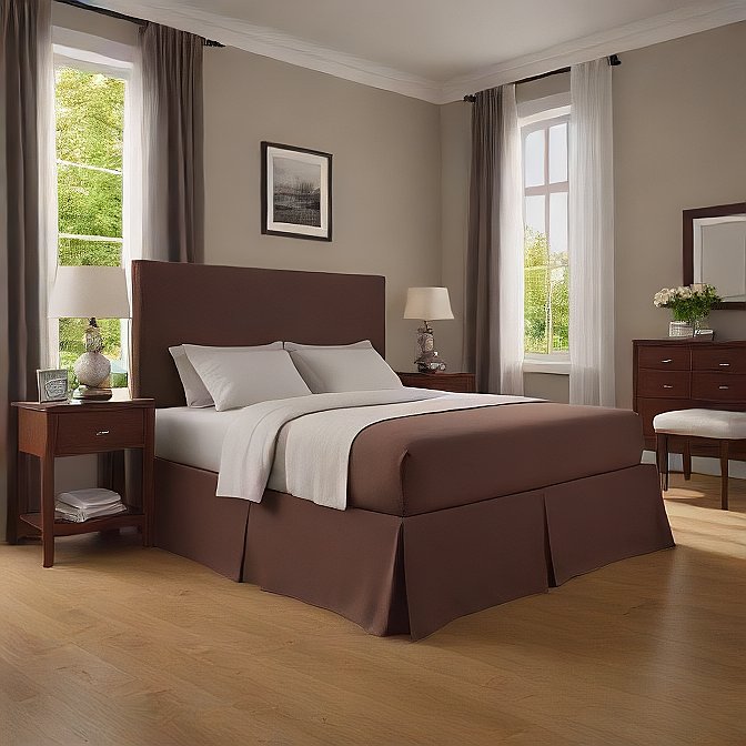 chocolate cotton bed skirt with pleated design