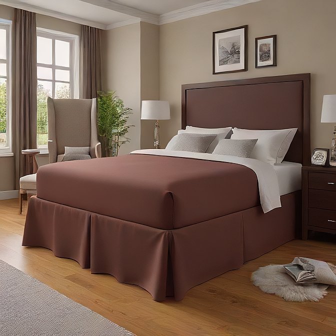 chocolate pleated bed skirt for stylish bedroom decor