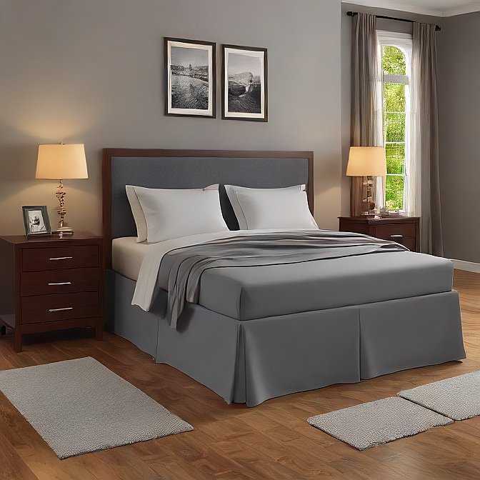 soft dark grey bed skirt for queen bed