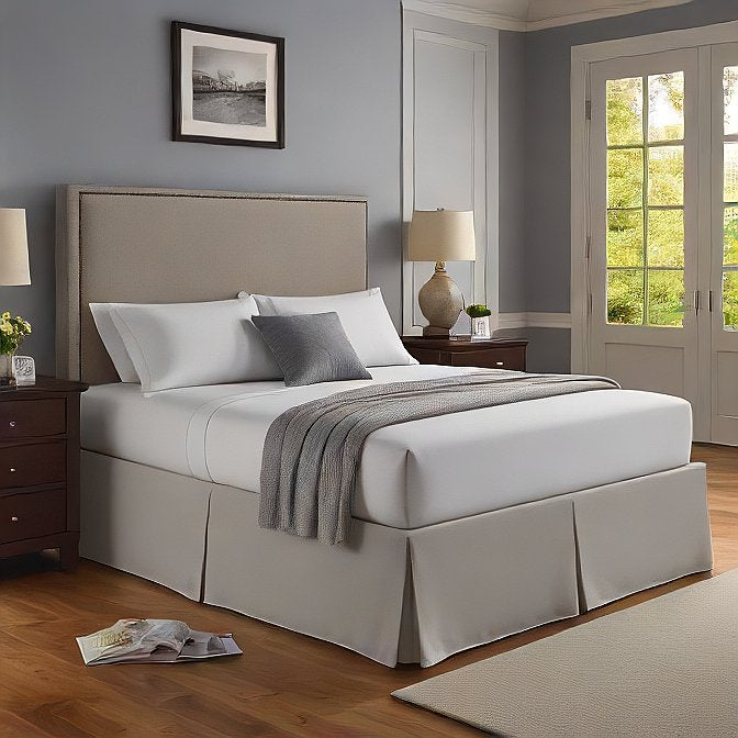 Light Silver Grey Bed Skirt Split Corner Egyptian Cotton 1000TC at EvaLinens.com