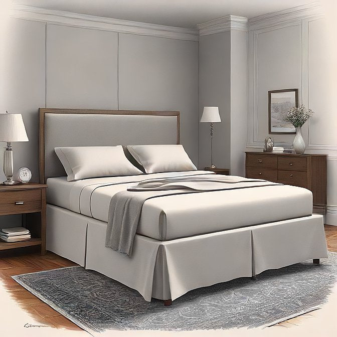 8 Inch Drop Silver Grey Bed Skirt Split Corner Egyptian Cotton 1000TC
