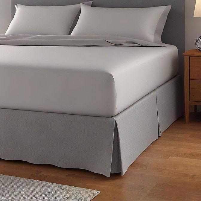 Silver Grey Bed Skirt Split Corner Egyptian Cotton 1000 Thread Count at EvaLinens.com