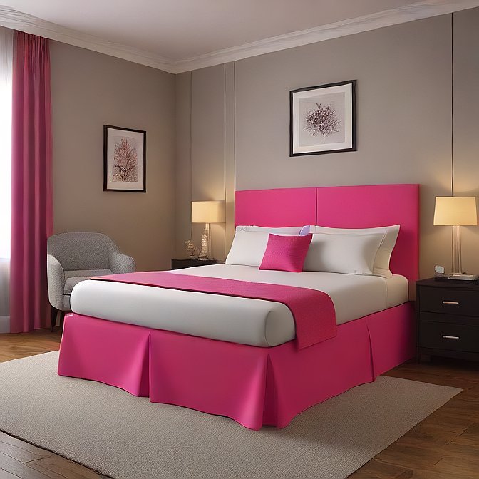 Hot Pink Bed Skirt Split Corner 100 Percent Egyptian Cotton at EvaLinens.com
