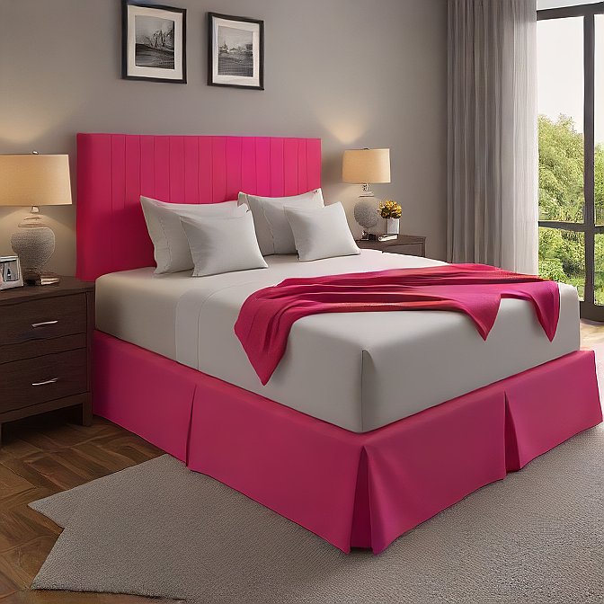 Hot Pink Bed Skirt Split Corner 1000 Thread Count Egyptian Cotton at EvaLinens.com
