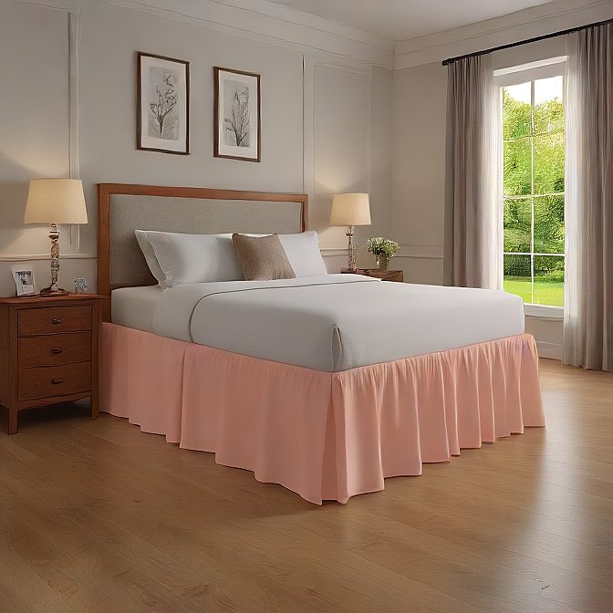 peach color bed skirt pure egyptian cotton at EvaLinens.com